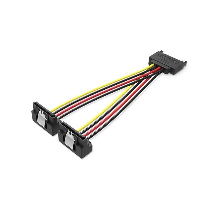 VENTION SATA 15-Pin Male to 2x 15-Pin 90 Degree Female Power Splitter Cable 0.15m Black