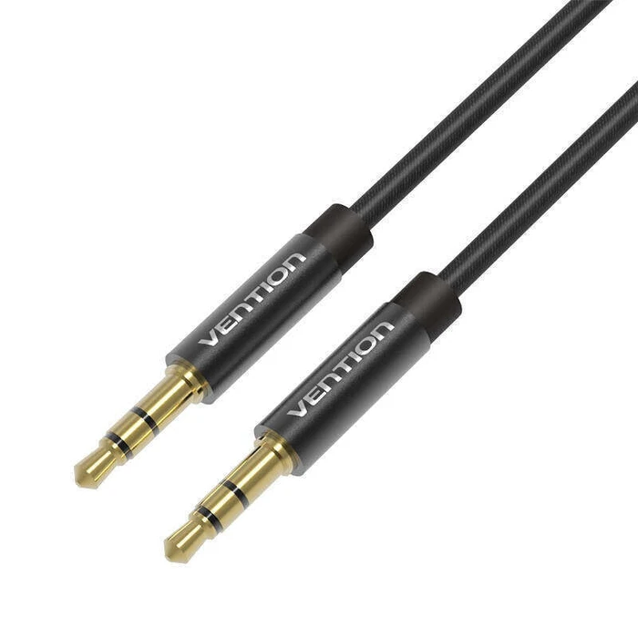 Audio Cable Vention 3.5mm Male to Male Fabric Braided 1.5m Black Metal Type BAGBG