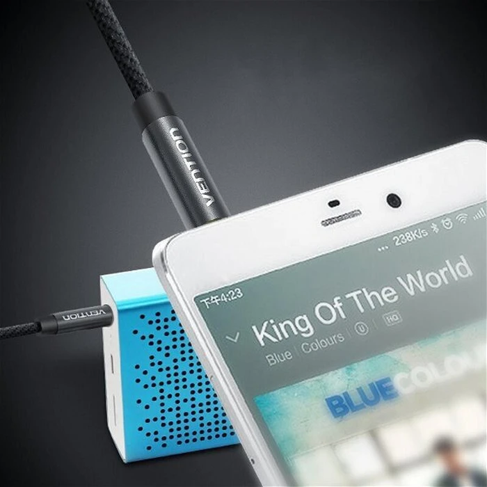 VENTION Default VENTION Fabric Braided 3.5mm Male to Male Audio Cable 2M Black Metal Type BAGBH