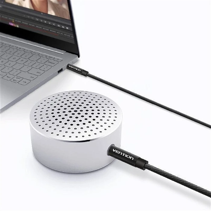 VENTION Default VENTION Fabric Braided 3.5mm Male to Male Audio Cable 2M Black Metal Type BAGBH