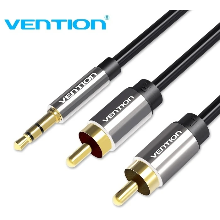 VENTION Καλώδιο Ήχου 3.5mm Male to 2RCA Male 10M Black Metal Type BCFBL