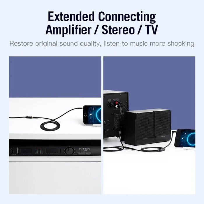 Vention Καλώδιο Ήχου 3.5mm Θηλυκό σε 2x RCA Αρσενικό Μαύρο 2m