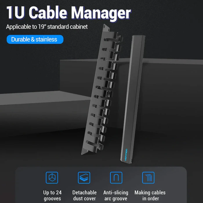 Vention 1U Cable Manager Black (KHAB0) (VENKHAB0)