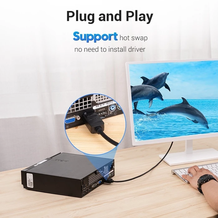 Καλώδιο DisplayPort σε DVI 1m Vention HAFBF Μαύρο