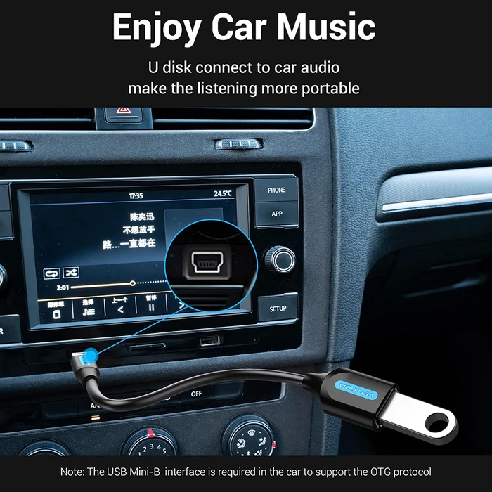 USB Cable VENTION USB 2.0 Mini B Male to A Female OTG Cable 0.15M Black PVC Type CCTBB