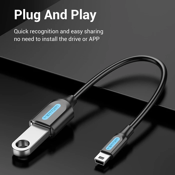 USB Cable VENTION USB 2.0 Mini B Male to A Female OTG Cable 0.15M Black PVC Type CCTBB
