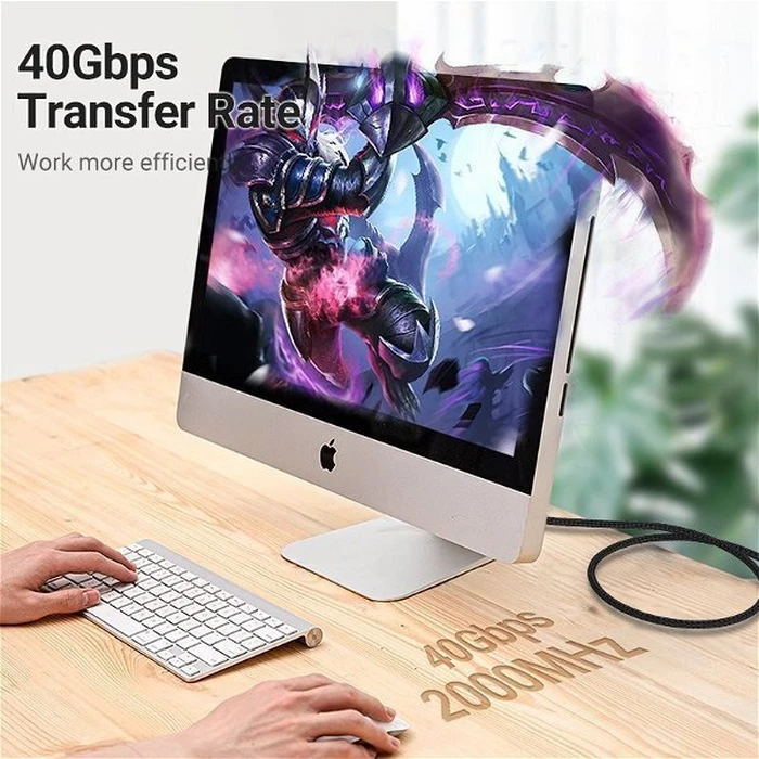 VENTION Ethernet Cable Cat 8 SFTP Cotton Braided 0.5m Black