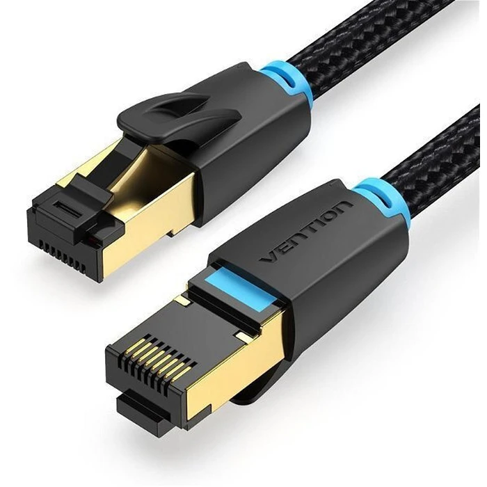 VENTION Ethernet Cable Cat 8 SFTP Cotton Braided 0.5m Black