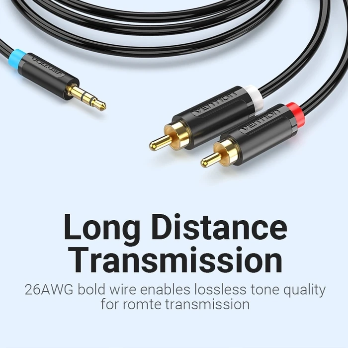 Audio Cable Vention 3.5mm Male to 2RCA Male 3m Black BCLBI