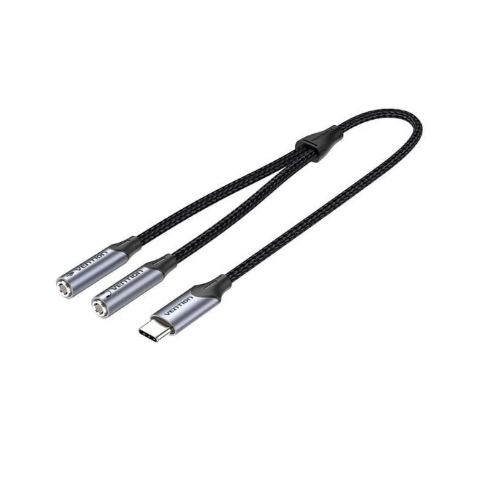 VENTION Audio Splitter USB C Male to TRS Gray Aluminum Alloy Type BGPHY