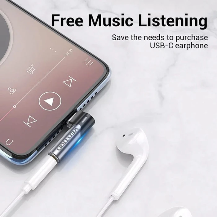 VENTION Audio Adapter USB C Male to 3.5mm Female Gray Aluminum Alloy BGWH0