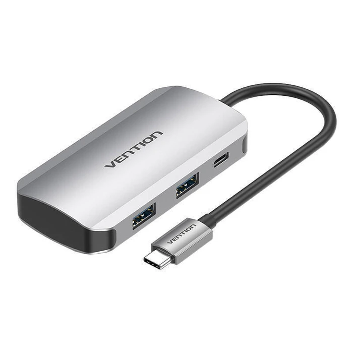 Vention USB Hub Type C to USB 3.0 x4 PD 100W TNBHB Gray