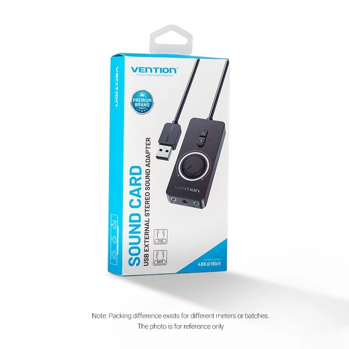 Vention USB 2.0 External Stereo Sound Adapter with Volume Control 0.5M Black ABS Type (CDRBD) (VENCDRBD)