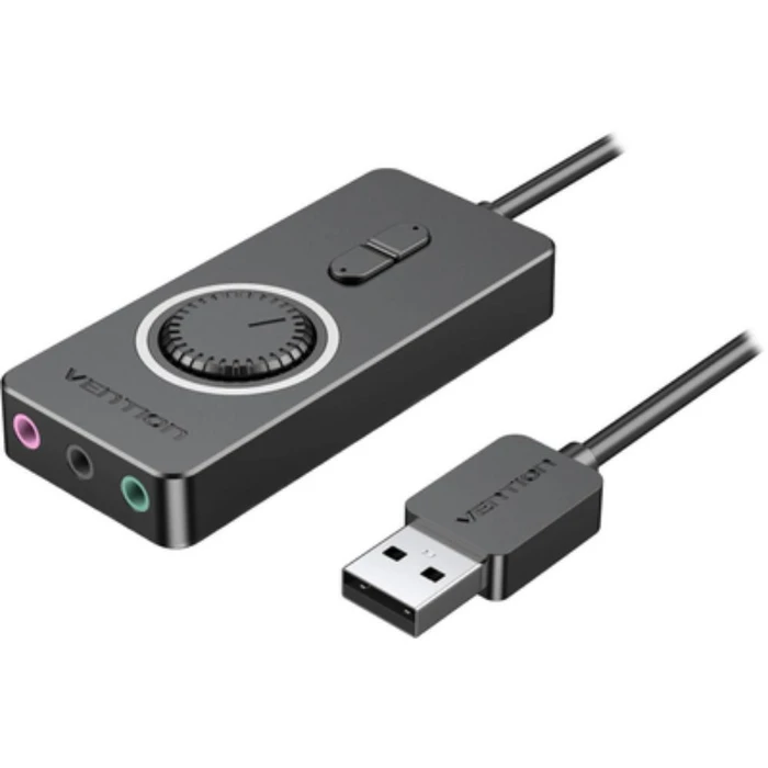 Vention USB 2.0 External Stereo Sound Adapter with Volume Control 0.5M Black ABS Type (CDRBD) (VENCDRBD)
