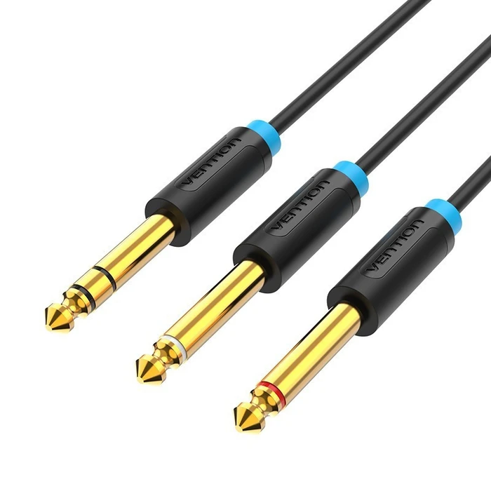 Vention Καλώδιο Ήχου Jack 6.3mm Αρσενικό σε 2x Jack 6.3mm Αρσενικά 1m Μαύρο BATBF VENBATBF