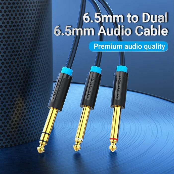 Vention Καλώδιο Ήχου Jack 6.3mm Αρσενικό σε 2x Jack 6.3mm Αρσενικά 1m Μαύρο BATBF VENBATBF