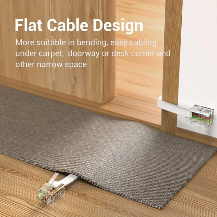 Telephone Cable VENTION Flat 4-Core RJ11 6P4C 20 m White