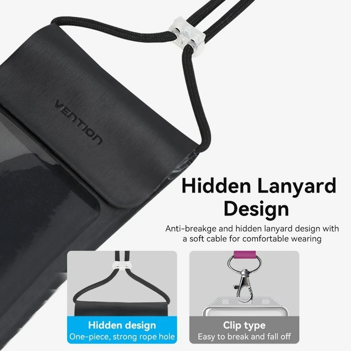 VENTION Waterproof Phone Pouch up to 5 Black