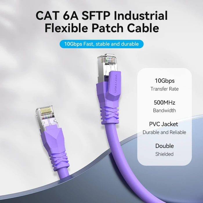 Network Cable VENTION Cat 6A SFTP Industrial Flexible Patch Cable 0.2 m Purple