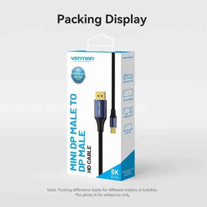 Vention Cotton Braided 8K Mini DisplayPort to DisplayPort Cable 1.5M Blue Aluminum Alloy Type (HCFLG) (VENHCFLG)