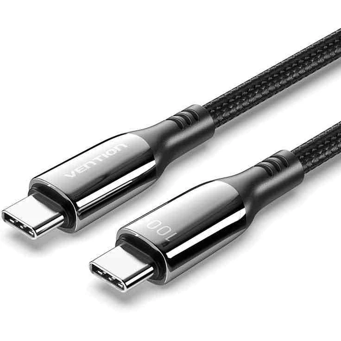 Vention Cotton Braided Type-C to Type-C 5A Cable 1.2M Black Zinc Alloy Type (CTKBAV) (VENCTKBAV)