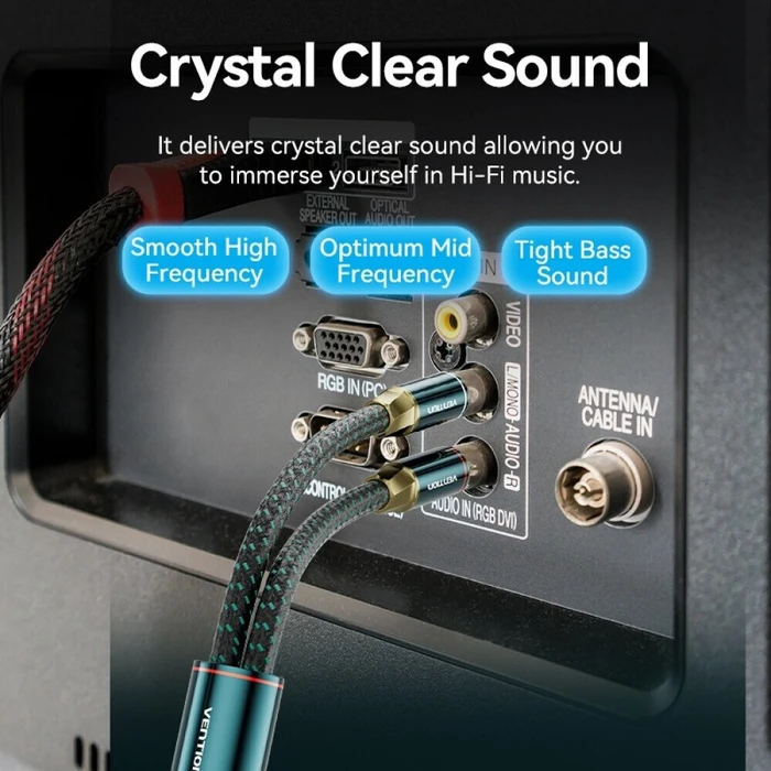 VENTION Καλώδιο Ήχου 3.5mm σε 2 RCA 10m