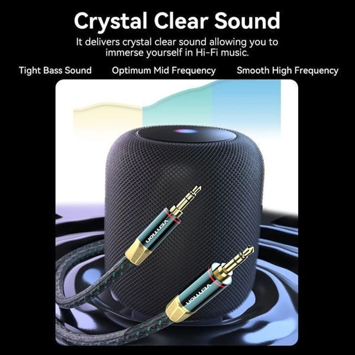 VENTION Audio Cable 3.5mm TRS Male to Male 0.5m Cotton Braided Green Copper Type