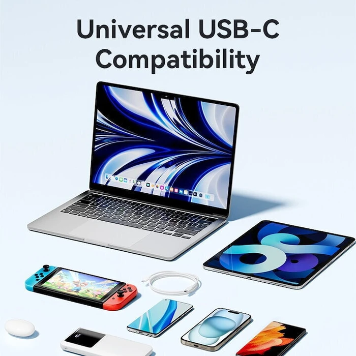 USB Cable VENTION USB 2.0 Type C Male to Type C Male 3A Cable 1M White PVC TRCWF