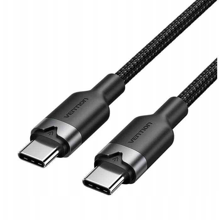 USB Cables VENTION USB 2.0 Type C Male to Type C Male 3A Cable 1M Black Aluminum Alloy Type TRDBF