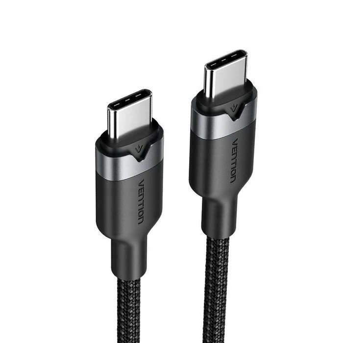 USB Cables VENTION USB 2.0 Type C Male to Type C Male 3A Cable 1M Black Aluminum Alloy Type TRDBF