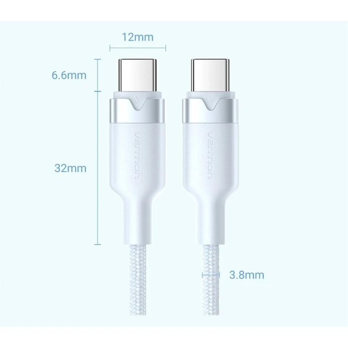 USB Cables VENTION USB 2.0 Type C Male to Type C Male 3A Cable 1M Black Aluminum Alloy Type TRDBF