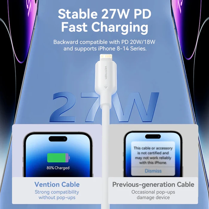 VENTION Καλώδιο USB C σε Lightning 1m Λευκό LAKWF