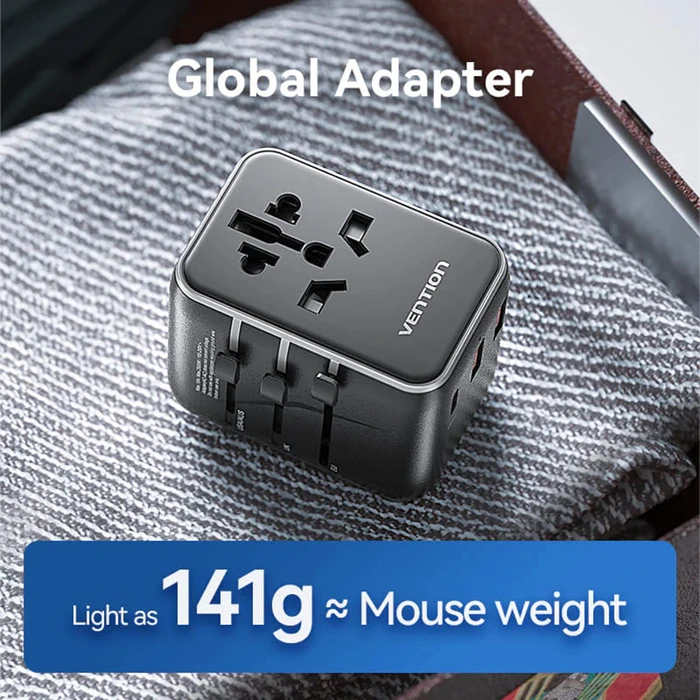 VENTION Ταξιδιωτικός Αντάπτορας Ρεύματος 3 Θυρών USB C A A Μαύρος FJEB0