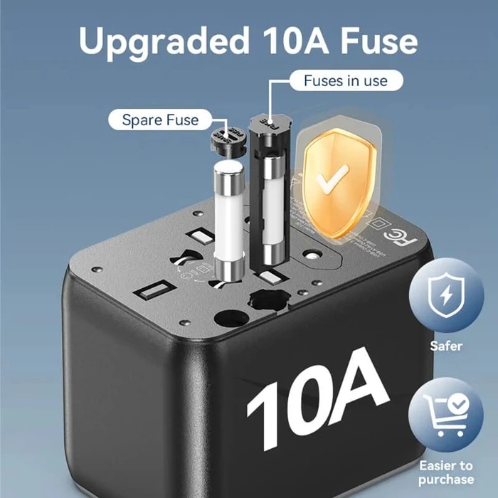 VENTION Ταξιδιωτικός Αντάπτορας Ρεύματος 3 Θυρών USB C A A Μαύρος FJEB0
