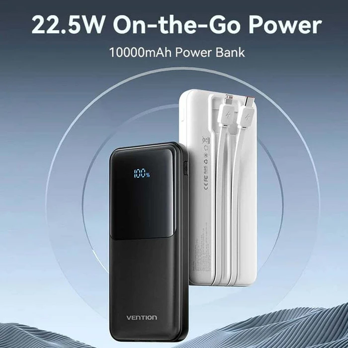 Power Bank VENTION 10000mAh 22.5W Black Led Display Type FHOB0