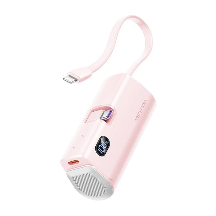 Powerbank VENTION FHQP0 4800mAh Ροζ (Foldable USB‑C + Lightning + USB‑C) 22.5W