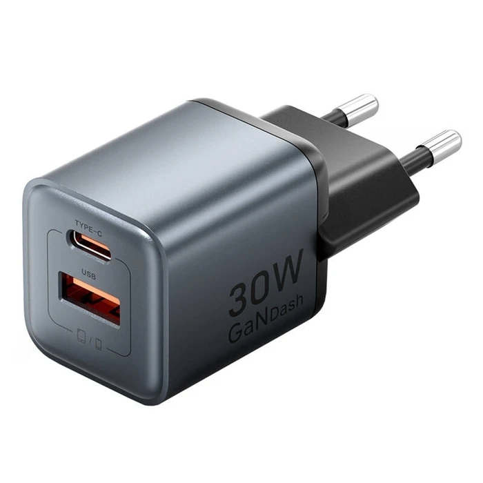 Vention Default Vention 2 Port USB C A GaN Charger 30W 18W EU Plug Gray FEWH0 EU