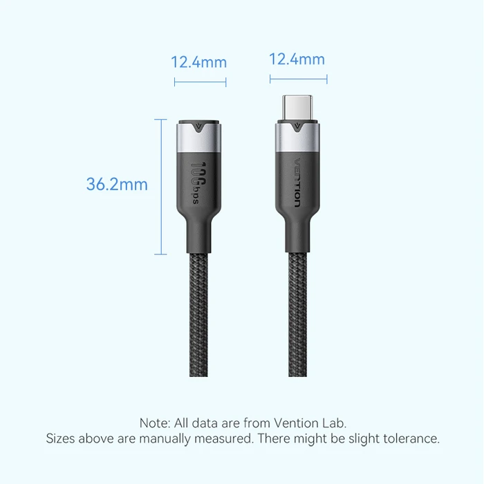Vention Καλώδιο Επέκτασης USB C Male to C Female 10Gbps 1m Μαύρο