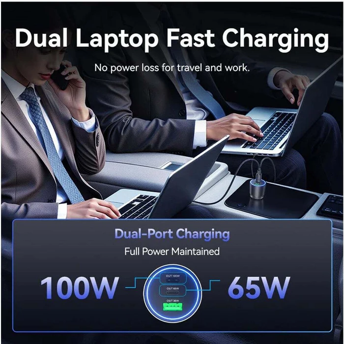 Vention Φορτιστής Αυτοκινήτου Three-Port USB C C A 100W 65W 36W Black ABS FFPB0