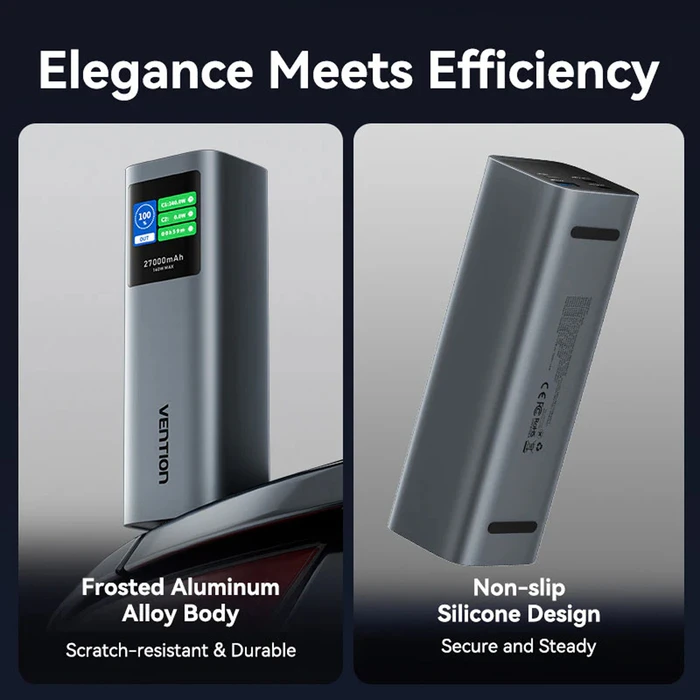 Vention 27000mAh Power Bank (USB-C + USB-C/USB-C/USB-A) 140W Gray LED Display Type (FKEH0) (VENFKEH0)
