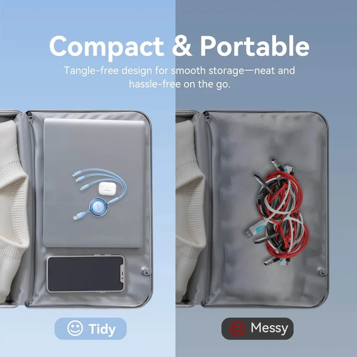 Cable and Adapter Vention 3 in 1 USB 2 0 Type A Male to USB C Male USB C Male Lightning Male Retractable Purple