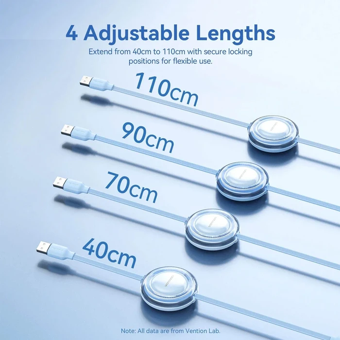 VENTION Καλώδιο Φόρτισης Retractable 3 σε 1 USB Type A σε USB C Lightning Purple