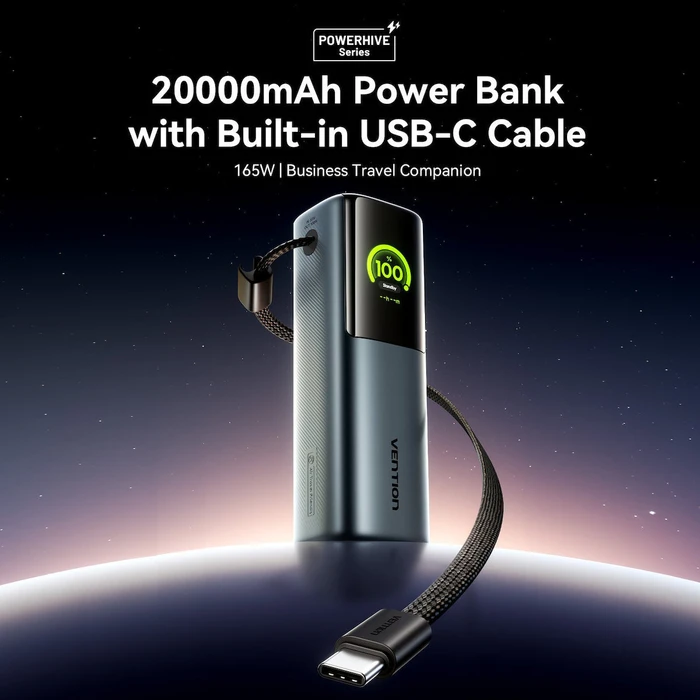 VENTION Powerhive 20000mAh 165W Power Bank (USB-C + USB-A) Γκρι TFT