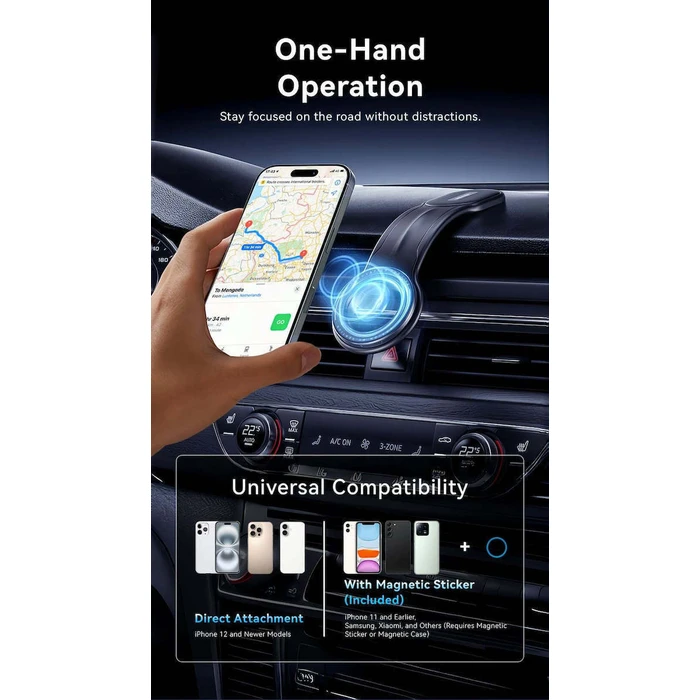 VENTION Magnetic Car Phone Holder KSIB0 - Black