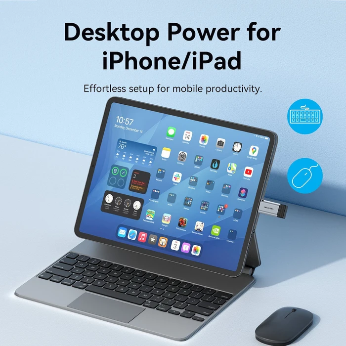 VENTION USB-A Female to Lightning Male OTG Adapter Gray Aluminum Alloy Type CUCH0