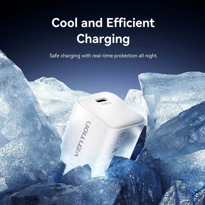 VENTION 1-Port USB C GaN Charger 30W EU Plug White