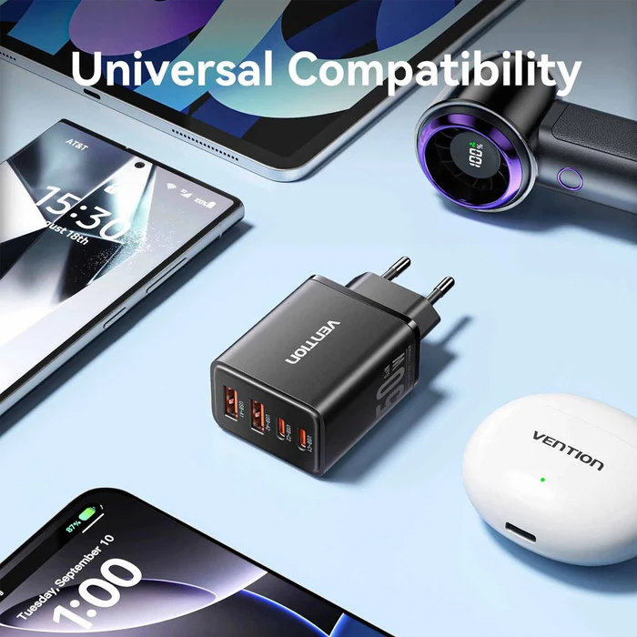 VENTION Φορτιστής GaN 4 Θυρών USB C C A A 30W 20W 18W 18W EU Μαύρο