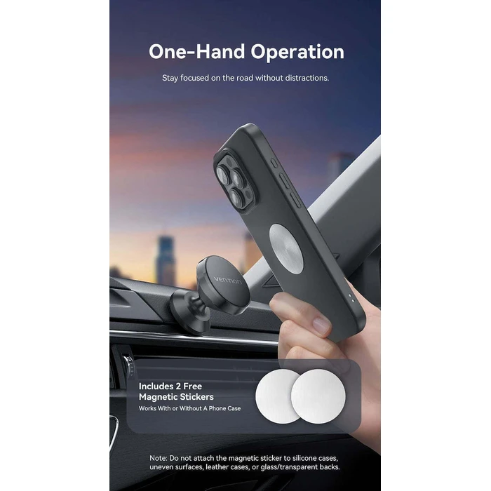 Car Accessories VENTION Magnetic Car Phone Mount Black 3M Adhesive Type KSLB0