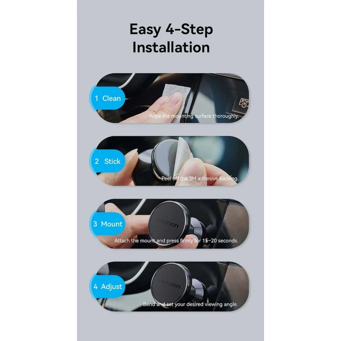 Car Accessories VENTION Magnetic Car Phone Mount Black 3M Adhesive Type KSLB0