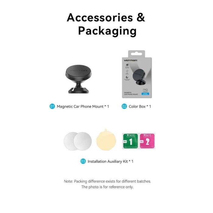 Car Accessories VENTION Magnetic Car Phone Mount Black 3M Adhesive Type KSLB0
